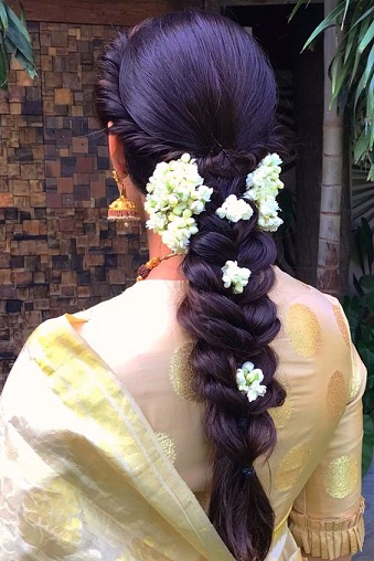 Traditional Braided Style with Flowers