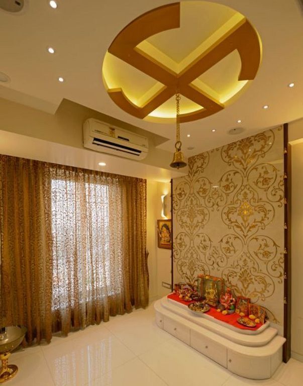 Modern pooja room false ceiling designs