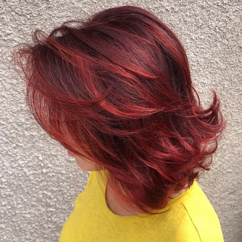 Red Balayage on Medium Hair