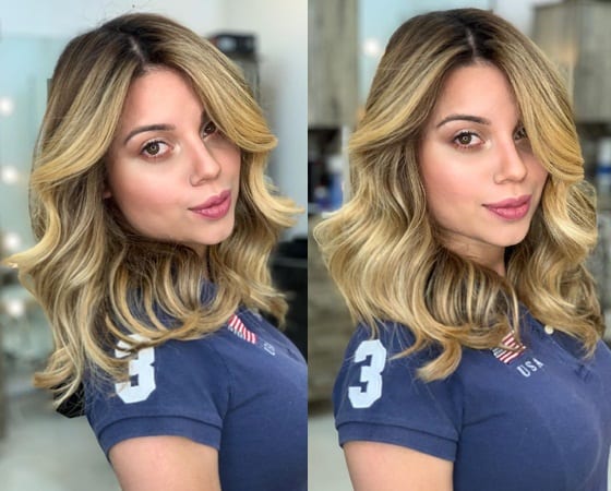 Golden Balayage on Medium Hair