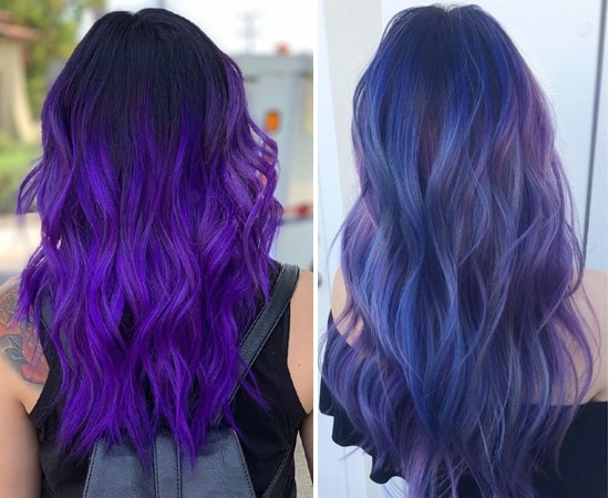 Purple Balayage on Long Hair