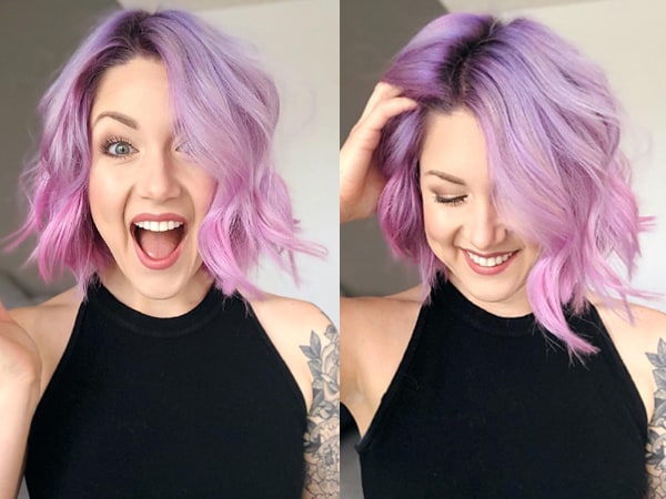 Purple Balayage on Short Hair