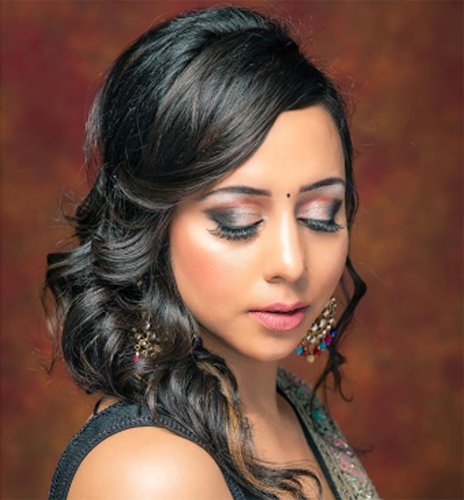 Curly Hairdo for Silk Saree