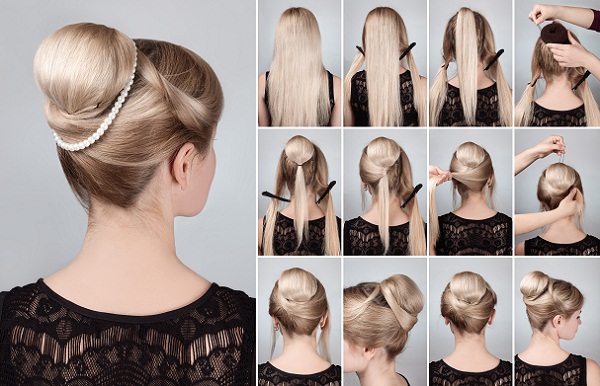 Elegant Bun with Chignon and Pearl String