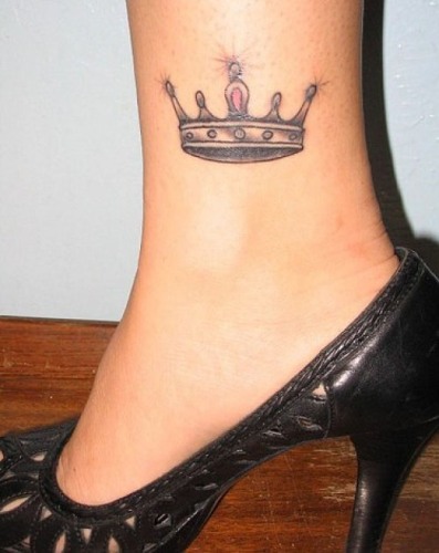 Princess Crown Ankle Tattoo Design