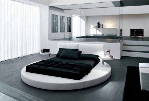 Round Bed Furnished Bedroom