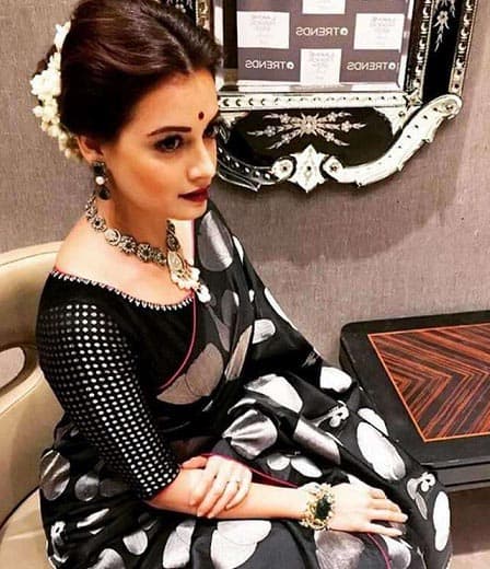 Black Saree with Brocade Blouse