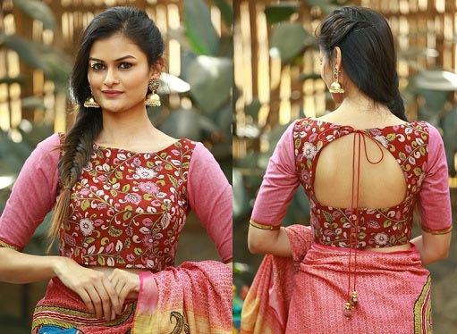 Cotton Saree With Kalamkari Blouse