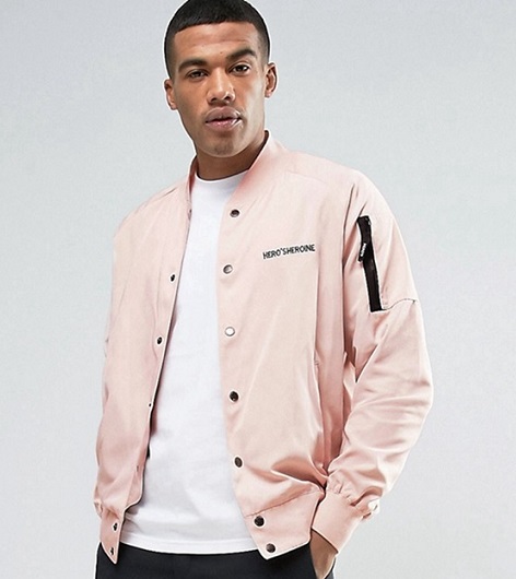 Pink Collarless Blazer Men