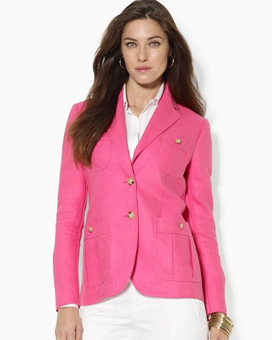 Pink Linen Blazer Womens