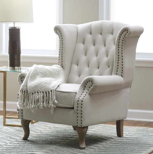 White Dotted Border Arm Chairs