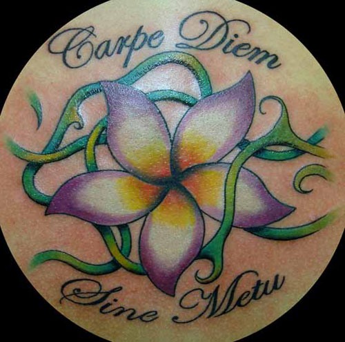 Flower With Carpe Diem Tattoo