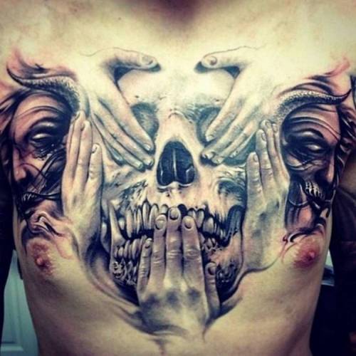 No Evil Tattoo on Chest