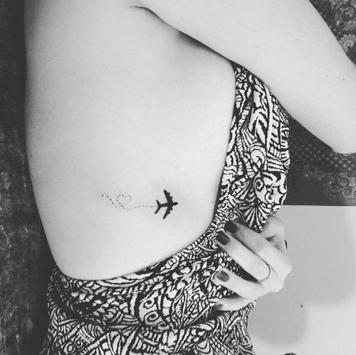 Airplane Rib Cage Tattoo Design