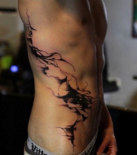 Ripped Skin Rib Cage Tattoo Design