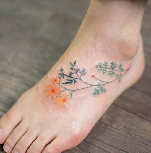 Flower Tattoo Design on Feet