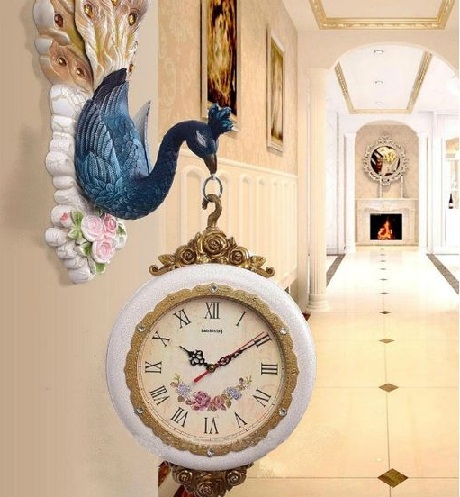 Peacock Double Sided Wall Clock