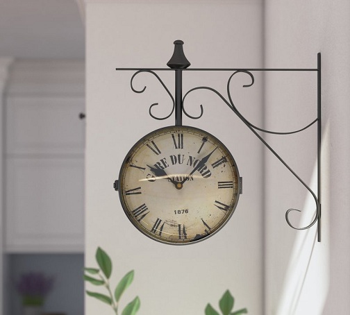 Round Double- Sided Hanging Clock