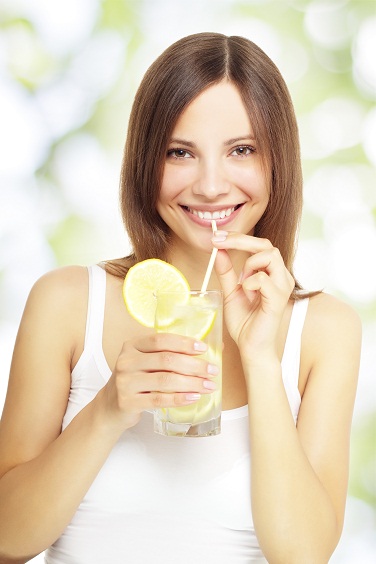 lemonade drinking woman