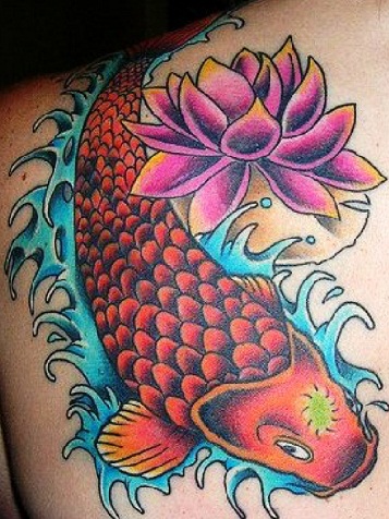 fish-lotus-tattoo-design