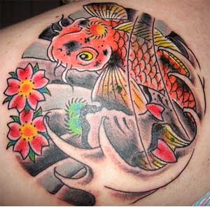 Pisces Tattoo With Flowers