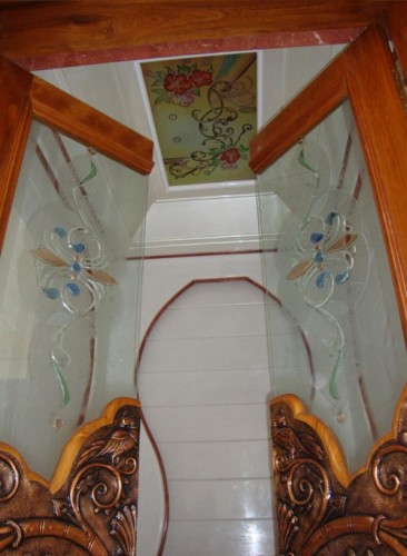 Pooja Glass Door With Wooden Frame