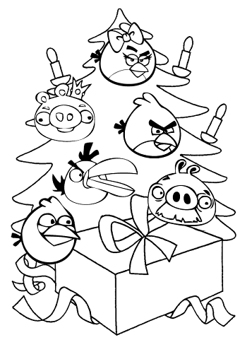 Christmas Angry Bird Colouring Page