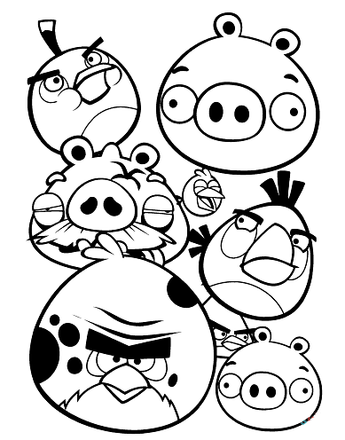 All Birds in Angry Bird Colouring Page