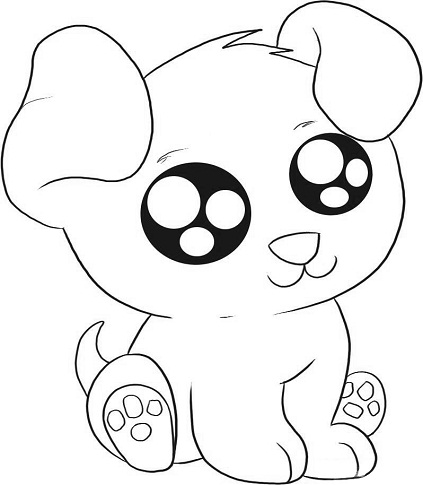 Cartoon Puppy Animals Coloring Page