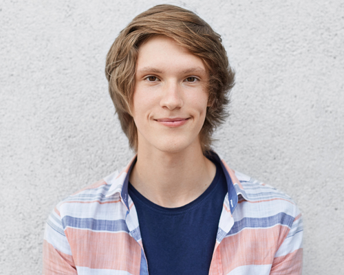 Teenage Boy with Trendy Hairstyle