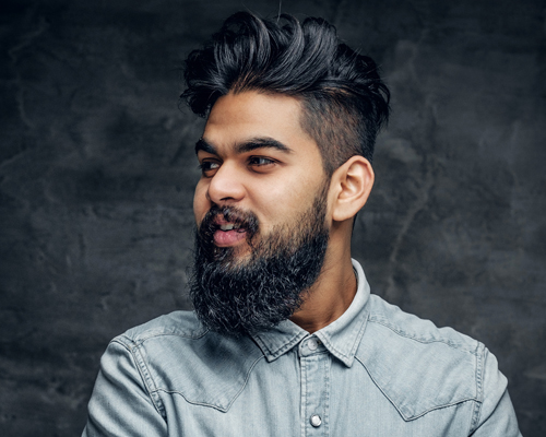 Studio Portrait of Stylish Bearded Indian Man