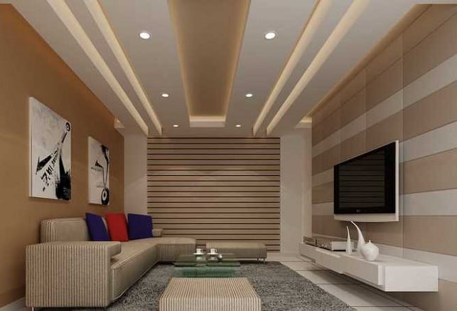 False Ceiling Design for Rectangular Living Room