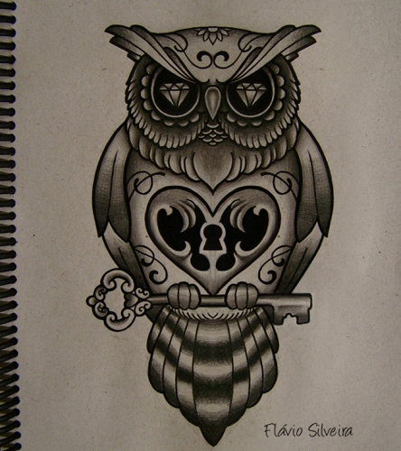 Lock and key owl