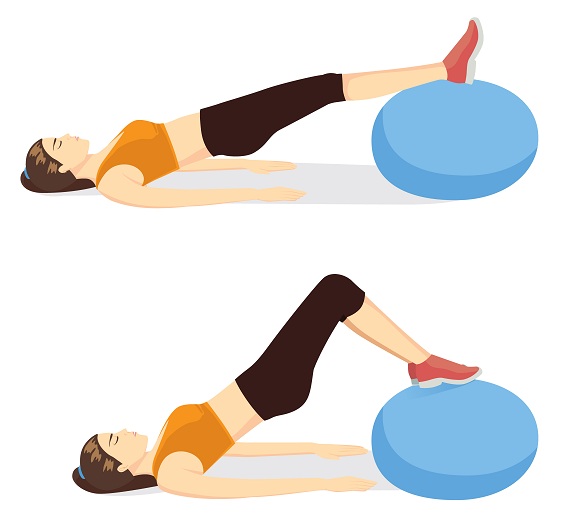 Hip Lifts On The Ball - exercises to slim thighs and hips