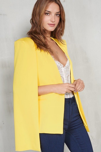 Yellow Cape Blazer Women