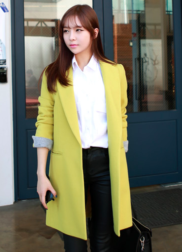 Womens Long Yellow Blazer