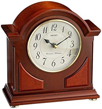 Brown Wooden Mantel Chime Clock