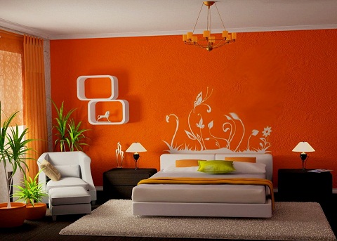 Vibrant Colored couple Bedroom