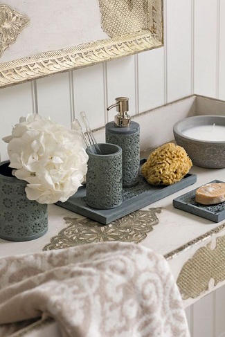 Grey Stone Bathroom accessory set