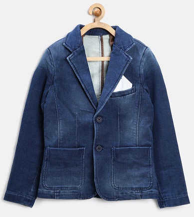 Boys Blue Washed Denim Blazer -5