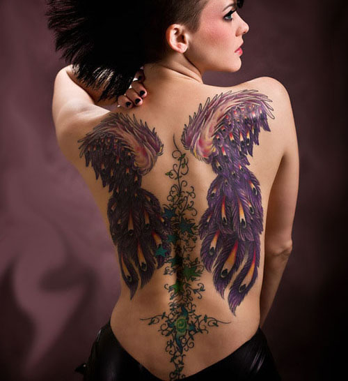 Back Tattoos for Women Abstract Wings