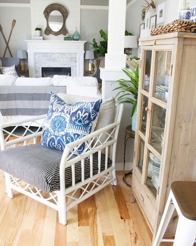 Rattan Bamboo White Chair