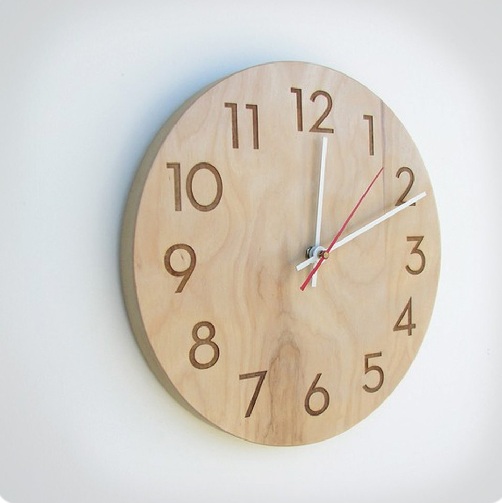 Natural Birch Handmade Modern Wall Clock