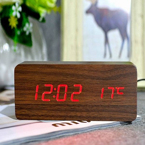 Wooden LED Alarm Clock