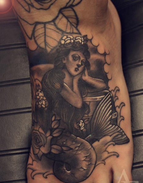 Black Mermaid Tattoo