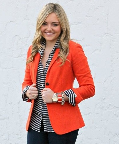 Fitted Party Wear Orange Blazer9