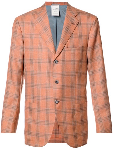 Orange Plaid Blazer Men