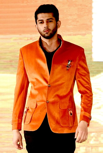 Velvet Type Orange Blazer