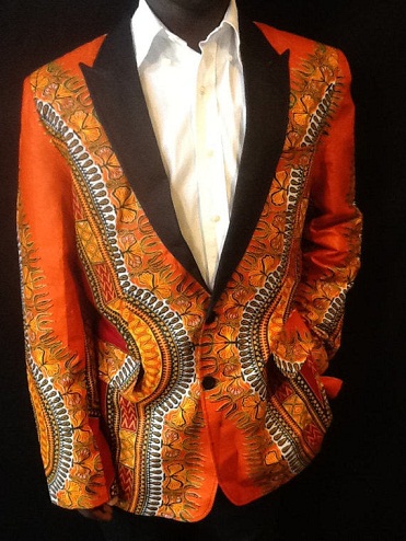 Printed Orange Blazer