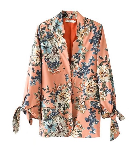 Orange Floral Blazer Women